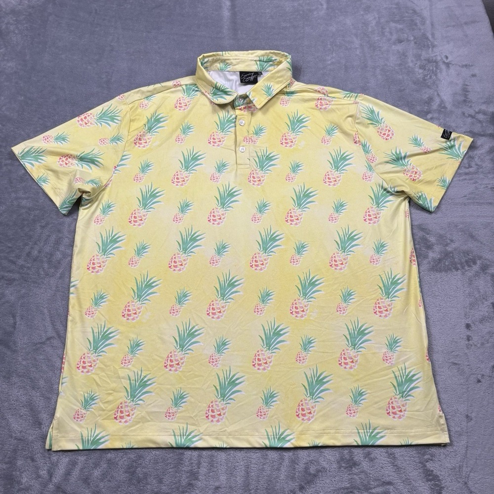 Sunday Swagger Men's XXL Pineapple Print Yellow Short Sleeve Performance Polo